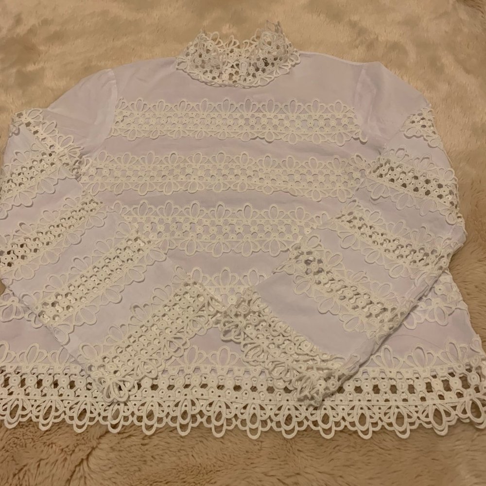 Anthropologie Haryln Lita Lace Blouse White Small - Picture 4 of 8